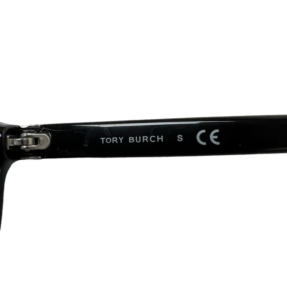 TORY BURCH Round Sunglasses Women’s Black / Blue Tinted Tortoiseshell Minimalist - Picture 4 of 8